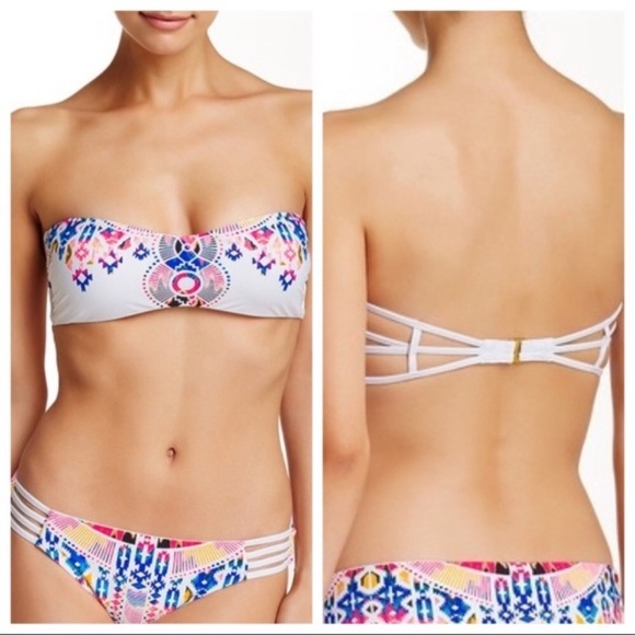 Red Carter‎ A Dream Catcher Sexy White Bandeau Bikini Top Swimsuit Sz Large NEW - Picture 1 of 5